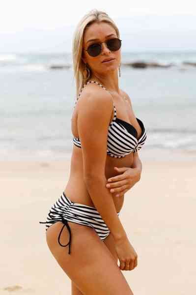 Angelsin Siyah Beyaz Destekli Bikini Alt