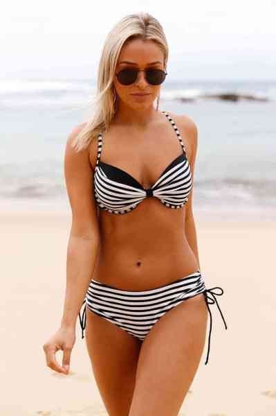 Angelsin Siyah Beyaz Destekli Bikini Alt