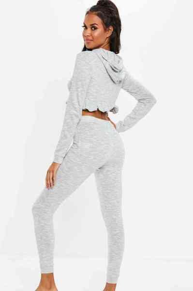 Merry See Gri Kapşonlu Eşofman Pijama Takım