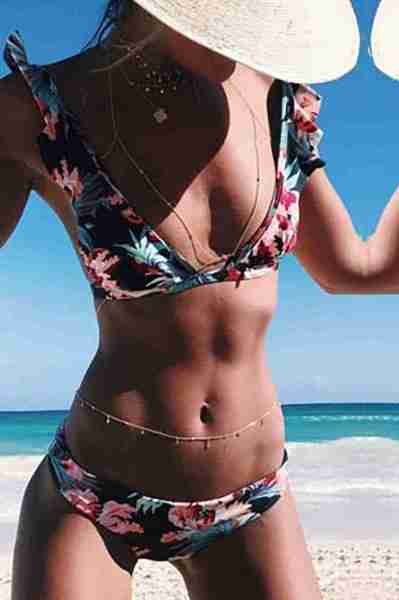 Angelsin Desenli Bikini Alt Çok Renkli