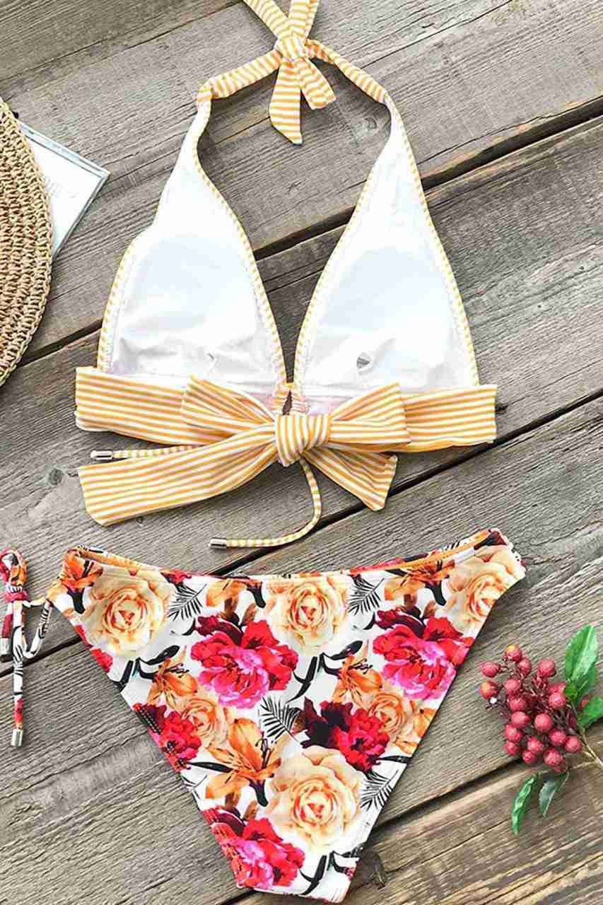 Angelsin Bağlamalı Çiçekli Bikini Alt Çok Renkli