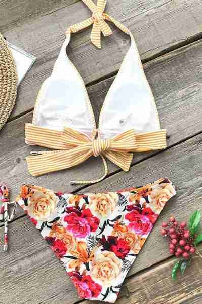 Angelsin Bağlamalı Çiçekli Bikini Alt Çok Renkli