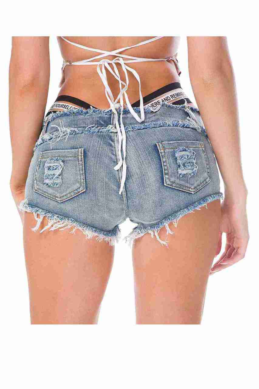 Merry See Bel Lastik Detaylı Denim Kot Şort Mavi