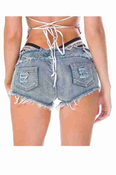 Merry See Bel Lastik Detaylı Denim Kot Şort Mavi