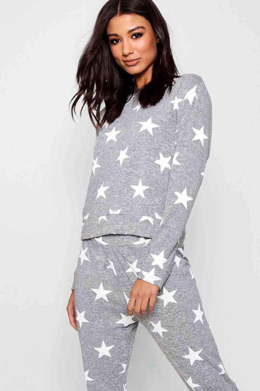 Merry See Penye Yıldızlı Eşofman Pijama Takım Çok Renkli