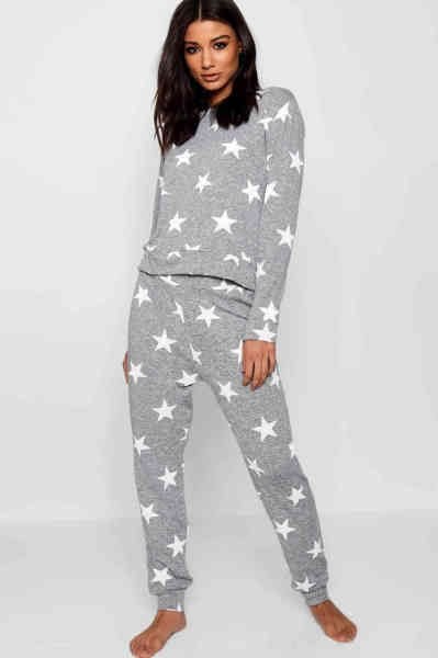 Merry See Penye Yıldızlı Eşofman Pijama Takım Çok Renkli